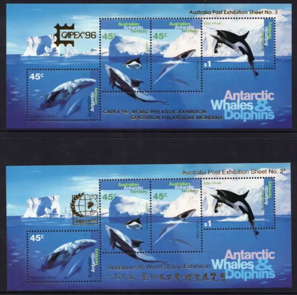 1995 Whales & Dolphins M/S's overprinted Singapore ... Image 1++