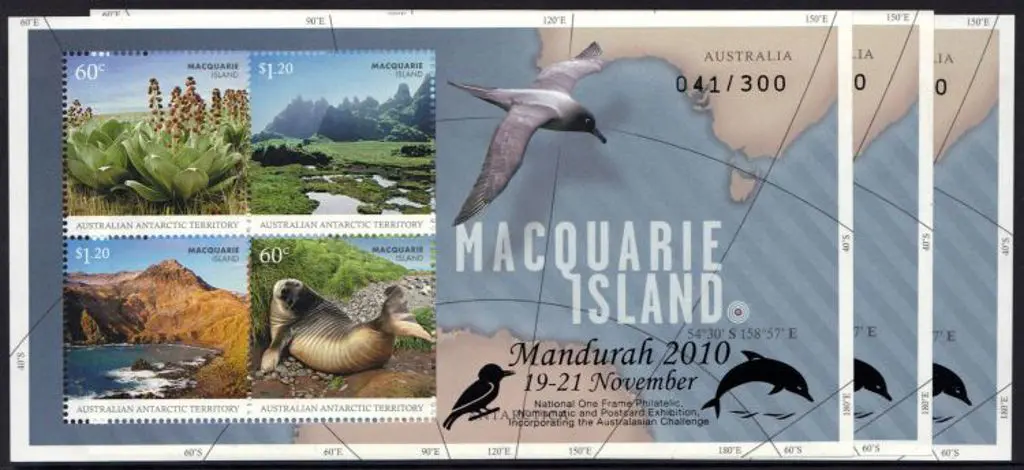 2010 Macquarie Island M/S's x 3 overprinted in ... Image 1++