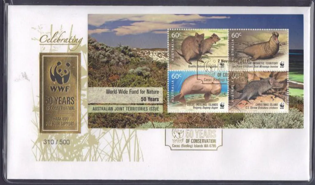 2011 2nd Nov) WWF 50th Anniv M/S on cover with ... Image 1++