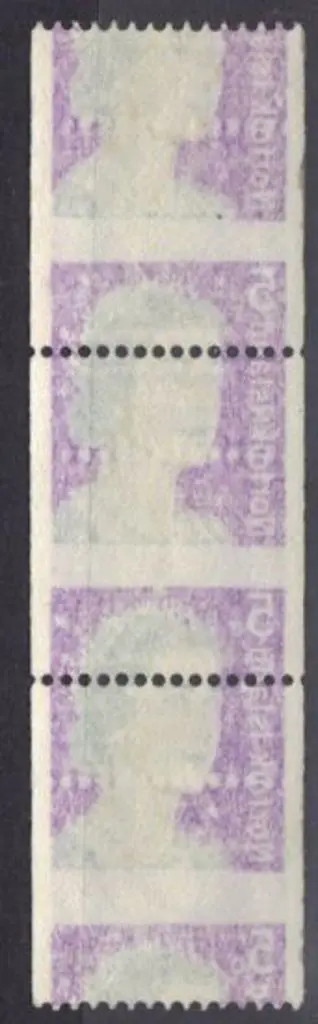1968 5c QEII coil strip of 3 withcomplete offset ... Image 1++