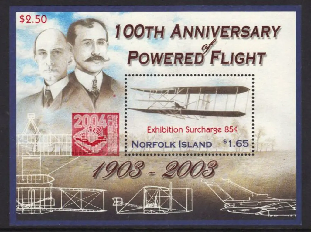 2004 Powered Flight M/S overprinted & surcharged ... Image 1++