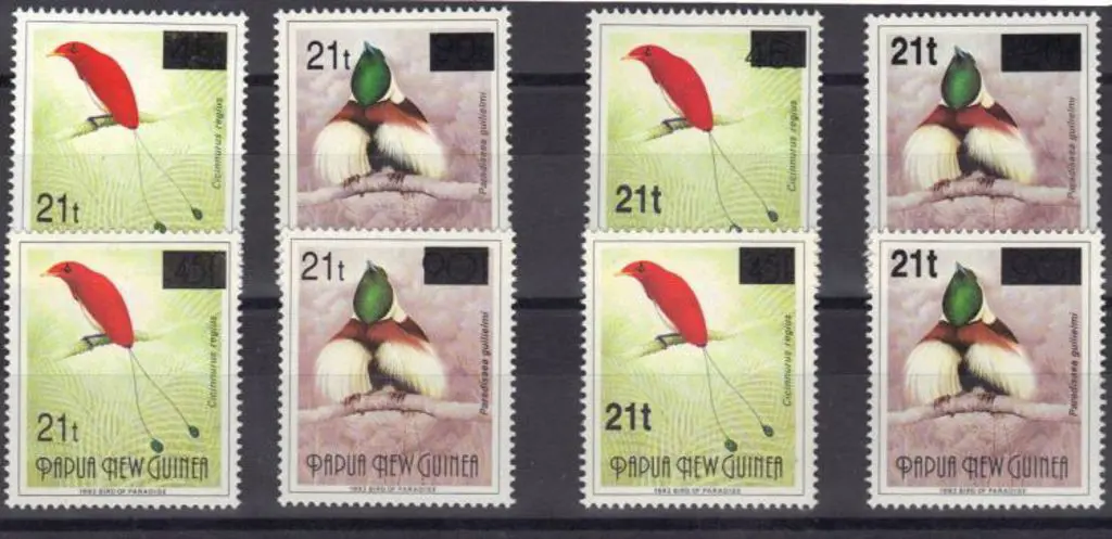 1995 Birds of Paradise surcharges set of 8 with ... Image 1++