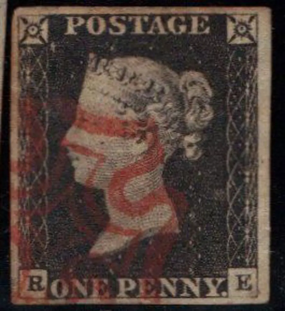 1840 1d black F/U with neat partial Maltese Cross ... Image 1++