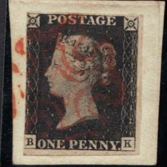 1840 1d black with red crisp Maltese Cross. ...