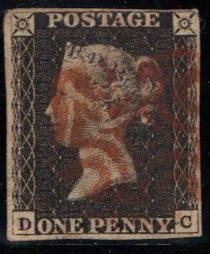1840 1d black with neat red  Maltese Cross. 4 ... Image 1++