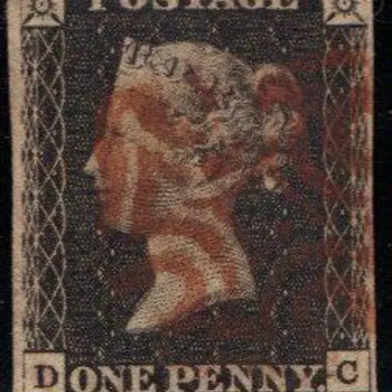 1840 1d black with neat red  Maltese Cross. 4 ...