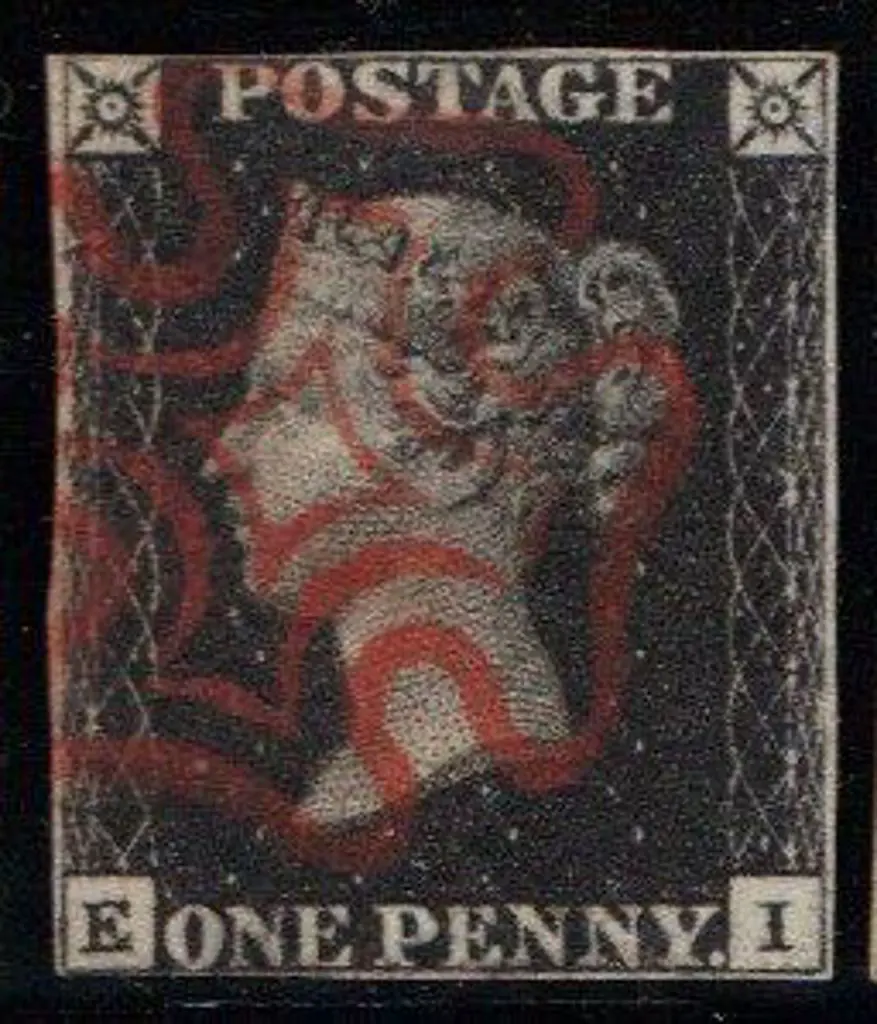 1840 1d black with crisp red Maltese Cross pmk. 4 ... Image 1++