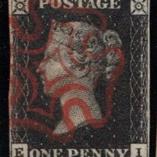 1840 1d black with crisp red Maltese Cross pmk. 4 ...
