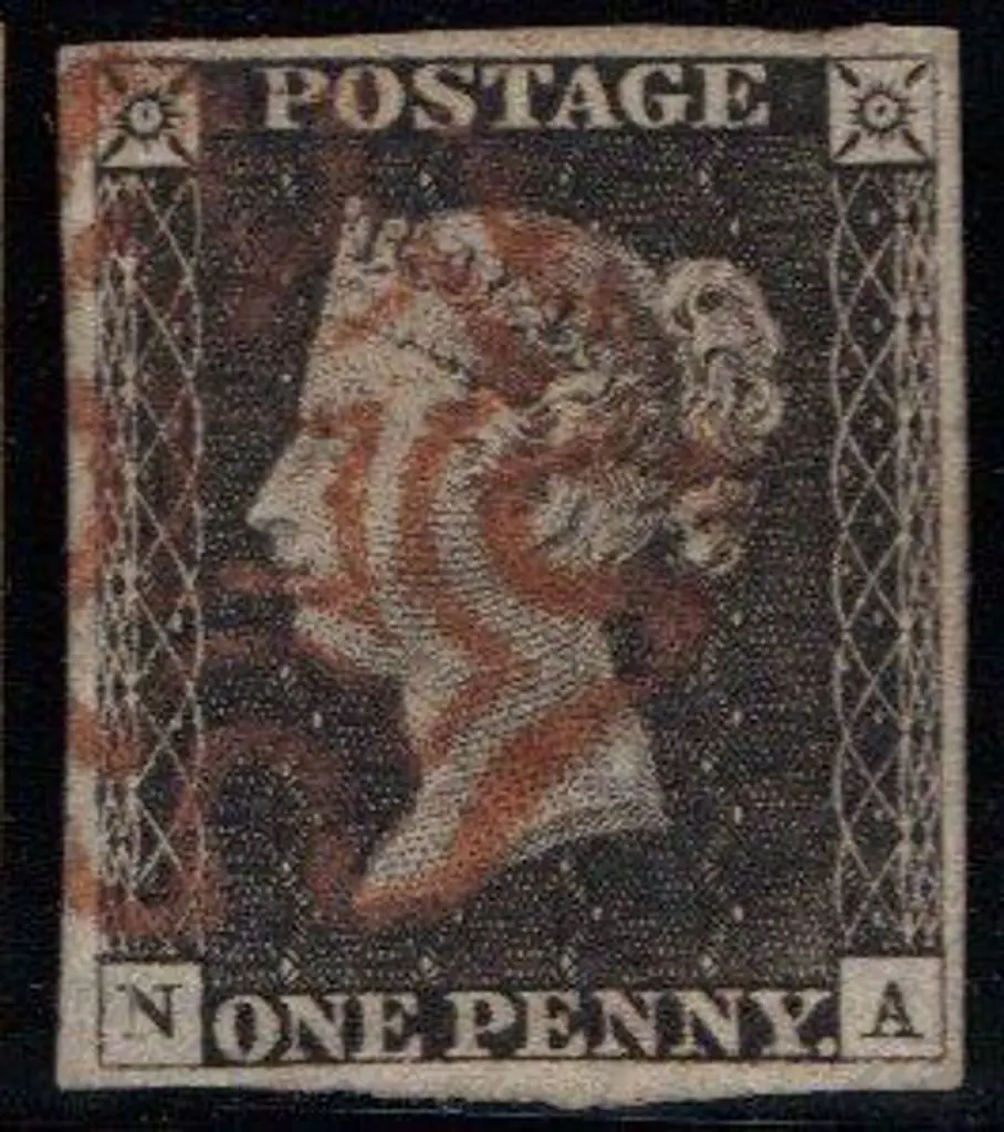 1840 1d black with red Maltese Cross. Lettered NA ... Image 1++