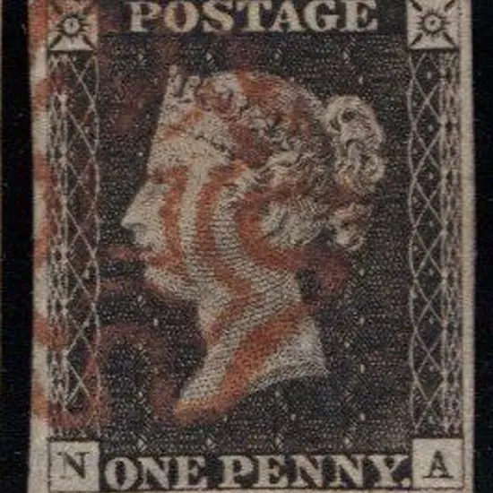 1840 1d black with red Maltese Cross. Lettered NA ...