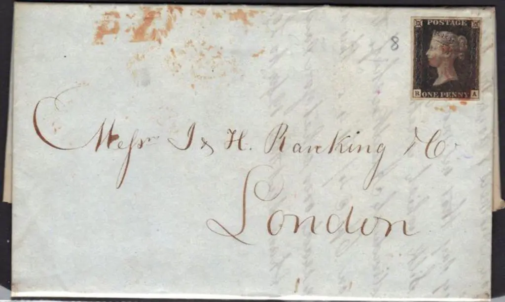 1840 1d black Plate 8 tied by orange M/C. 4 clear ... Image 1++