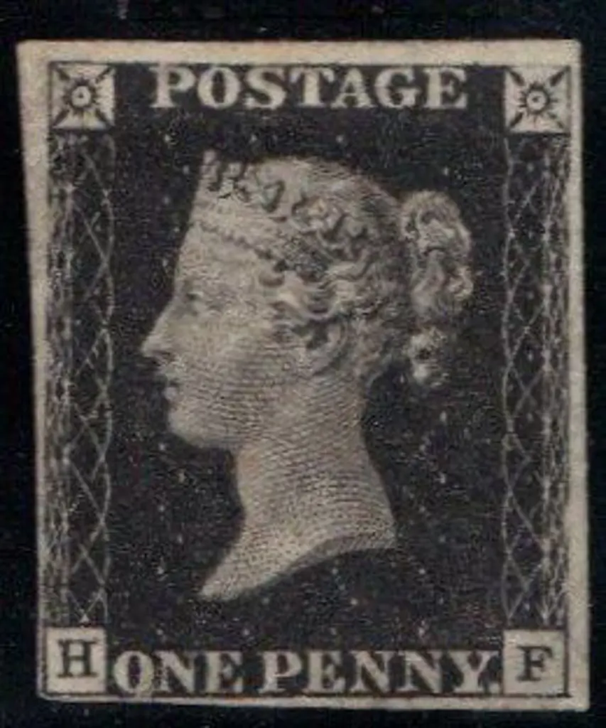 1840 1d black Plate 8 unused with 4 close to large ... Image 1++