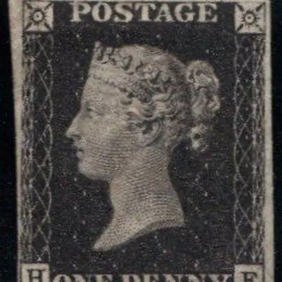 1840 1d black Plate 8 unused with 4 close to large ...