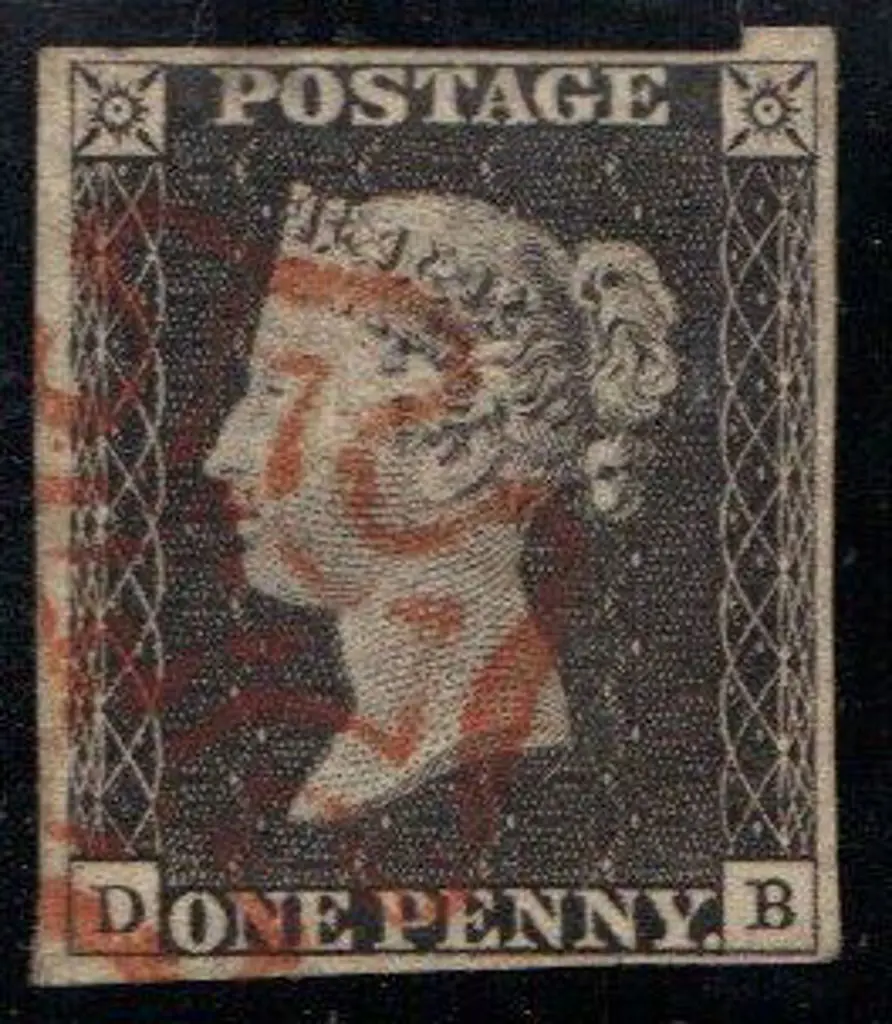 1840 1d black Plate 9. Four margin example F/U ... Image 1++