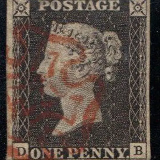 1840 1d black Plate 9. Four margin example F/U ...