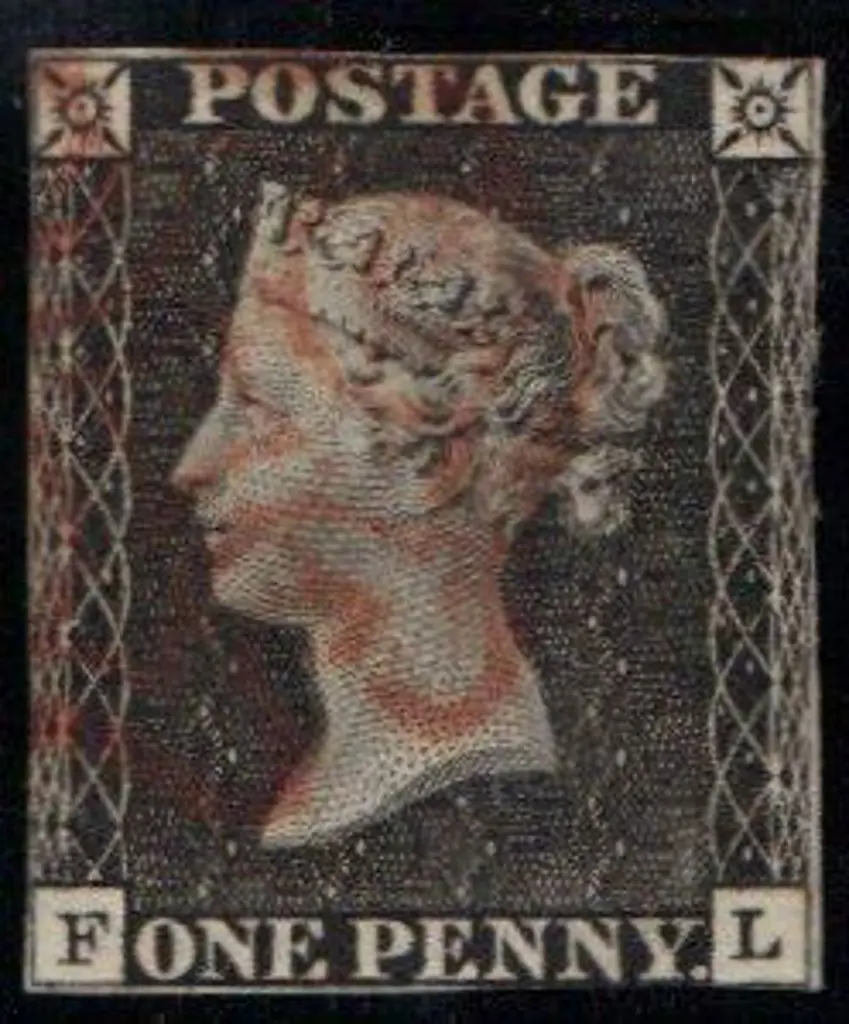 1840 1d grey black (worn plate) with light red MC. ... Image 1++