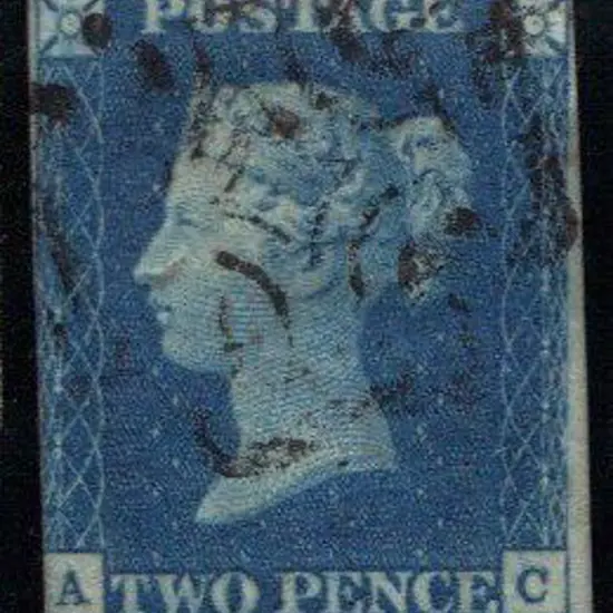 1840 2d blue with light black Maltese Cross ...