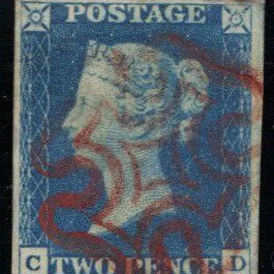 1840 2d blue with almost complete red Maltese ...