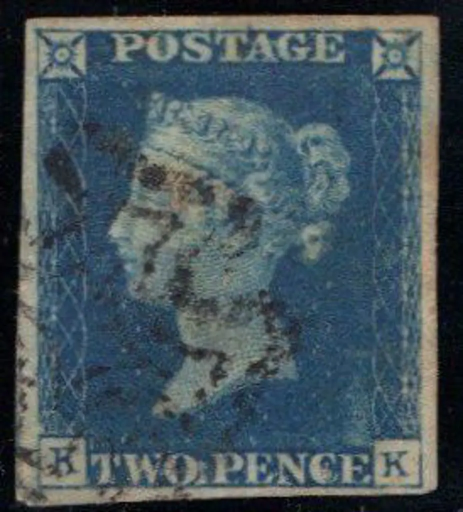 1840 2d blue with black Maltese Cross. 4 clear ... Image 1++
