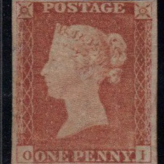 1841 1d pale red brown. Mint with no gum. 4 clear ...