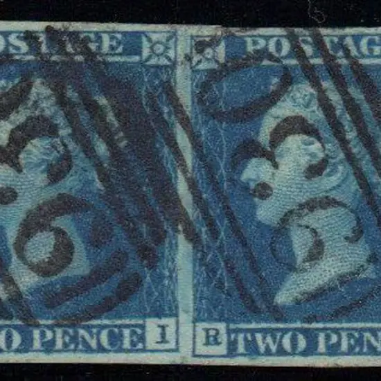 1841/51 2d blue pair with margins all round & two ...