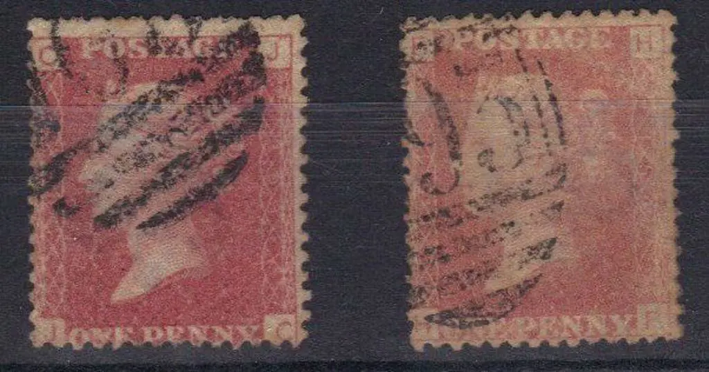 1858/79 1d red plates 101 & 154 good used with ... Image 1++