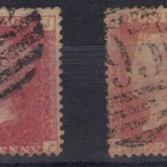 1858/79 1d red plates 101 & 154 good used with ...