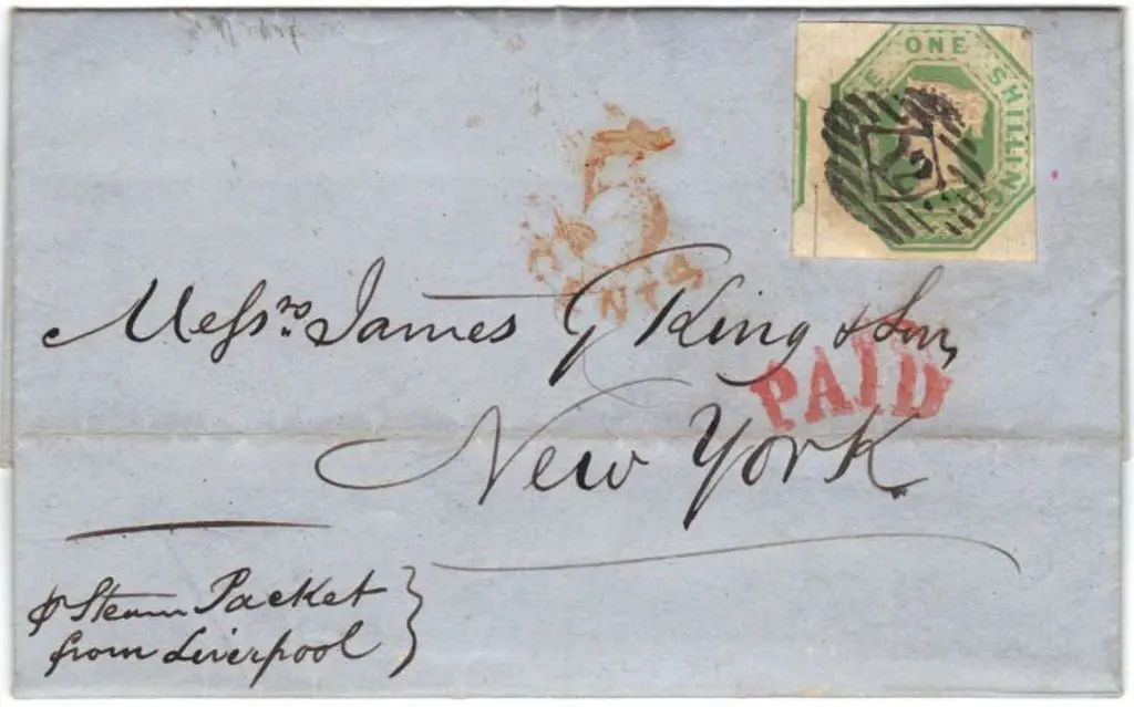 1854 (24th Feb) 1847/54 1/- green embossed on ... Image 1++