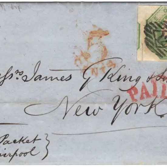 1854 (24th Feb) 1847/54 1/- green embossed on ...