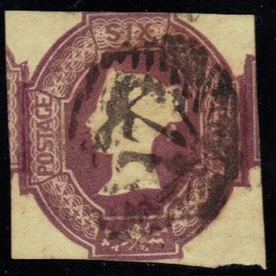 1854 6d mauve embossed touching top & bottom with ...
