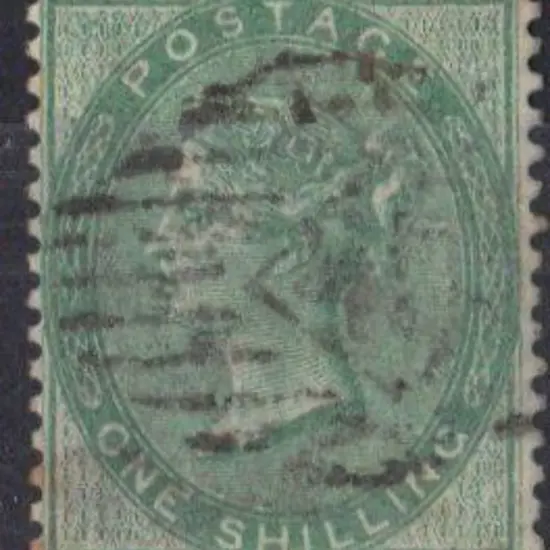 1855 1/- pale green on thick paper. Lightly used ...