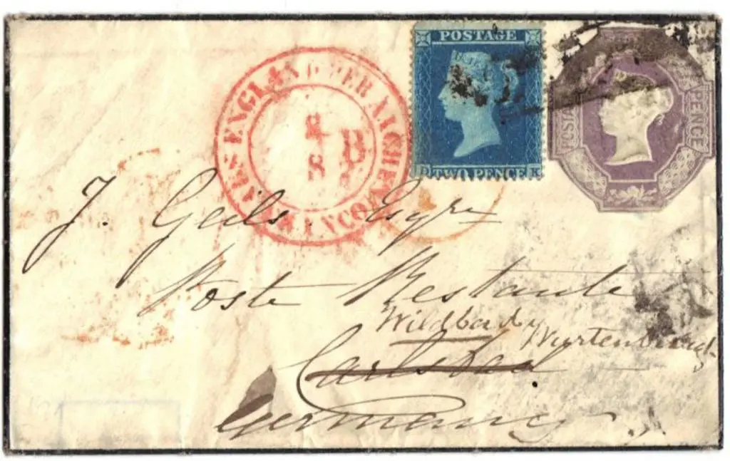 1855 Mourning env to Wildbad, Germany bearing ... Image 1++