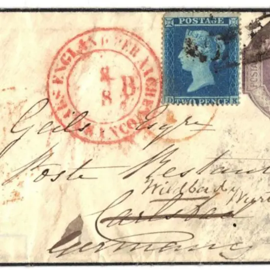 1855 Mourning env to Wildbad, Germany bearing ...