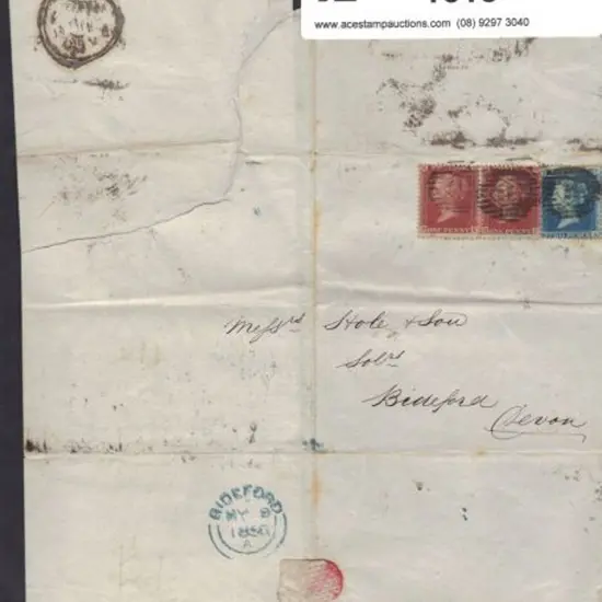 1856 (8th May) London-Bideford cover bearing ...