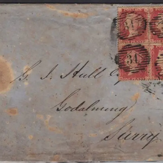 1857 (Aug) cover London to Godalming bearing block ...