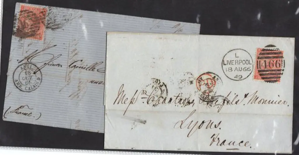 1865 (Oct) London to Lyon cover with 1862/64 4d ... Image 1++