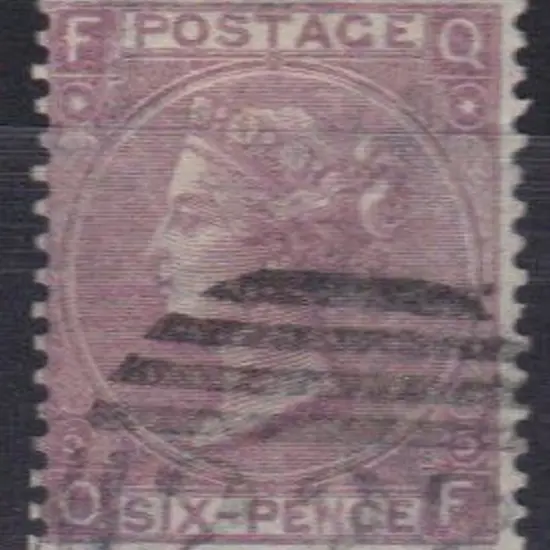 1865 6d lilac with hyphen F/U with barred numeral ...