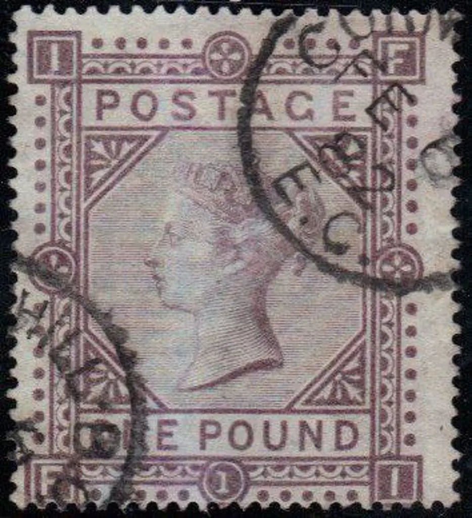 1878 £1 brown lilac, Maltese Cross wmk, on white ... Image 1++