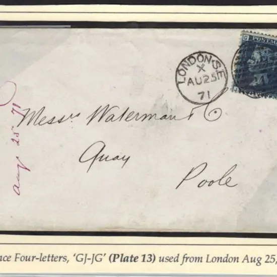 1871 cover London to Poole with SE duplex cancel ...