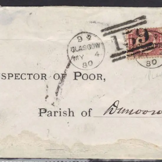 1880 (4th May) Env with 1870 ½d rose-red pair ...