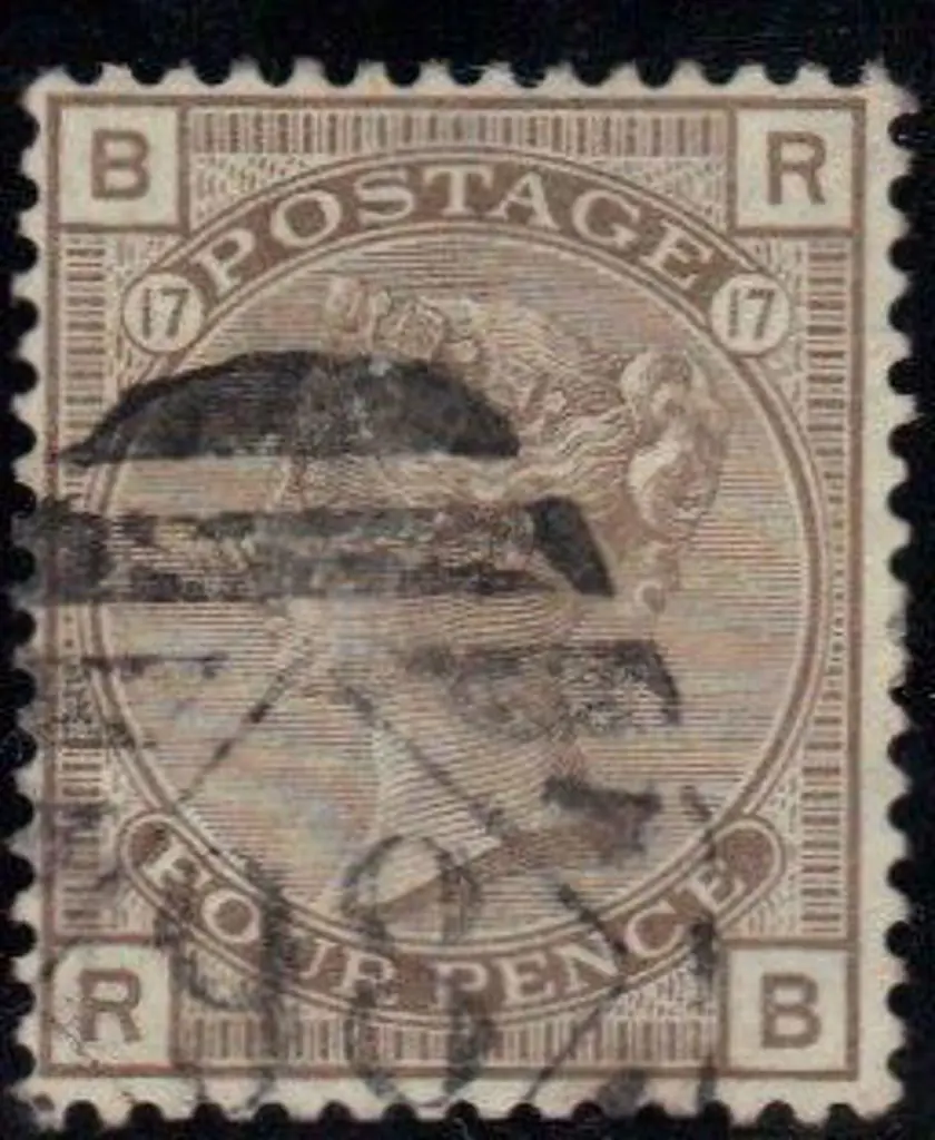 1880 4d grey brown, plate 17, large garter wmk. ... Image 1++