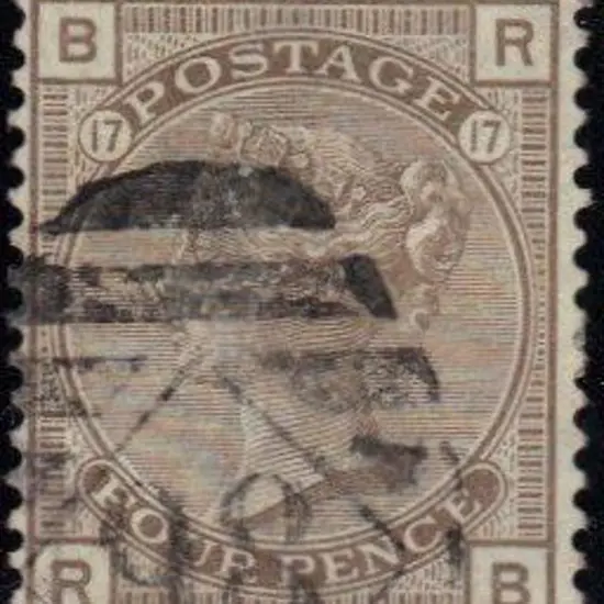 1880 4d grey brown, plate 17, large garter wmk. ...