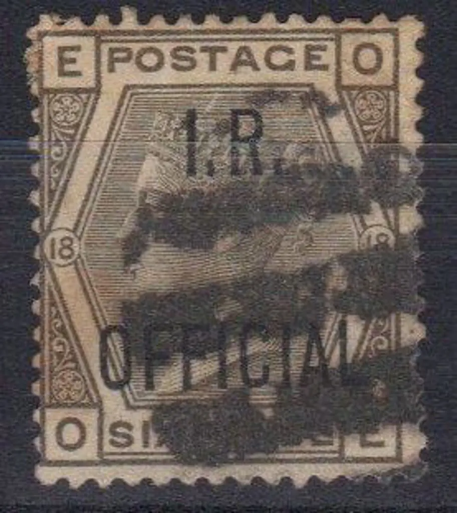 1882 6d grey "I.R. OFFICIAL". Sound used with dumb ... Image 1++