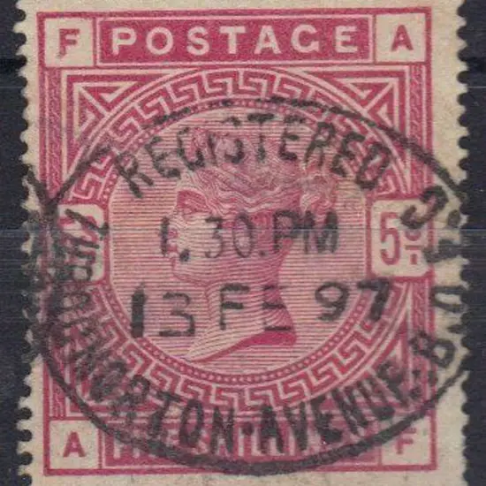 1883 5/- rose. F/U with socked on the nose 1897 ...