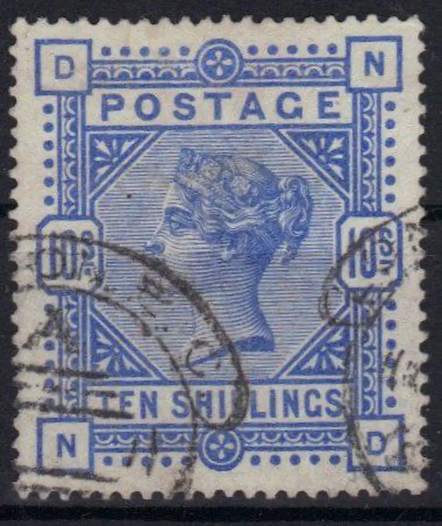1883 10/- ultramarine on white paper with hooded ... Image 1++