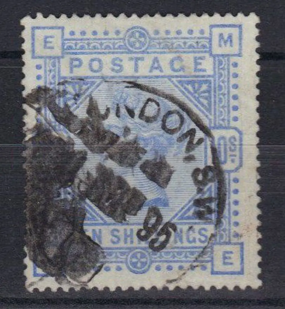 1883 10/- pale ultramarine with overinked & ... Image 1++