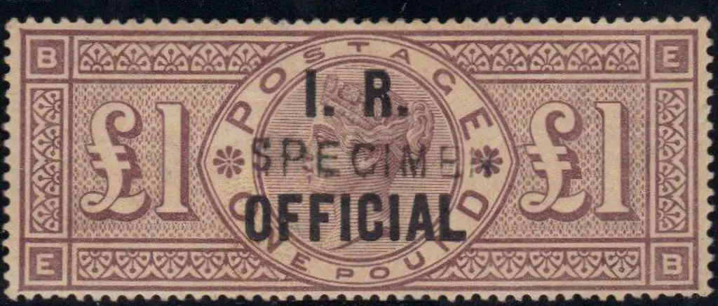 1885 £1 brown lilac, wmk three crowns, ovptd "I.R. ... Image 1++