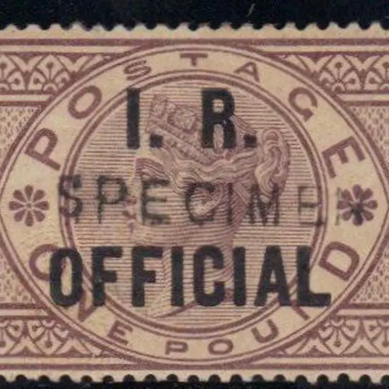 1885 £1 brown lilac, wmk three crowns, ovptd "I.R. ...