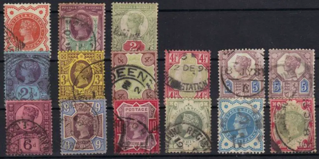 1887/92 Jubilee set to 1/- plus the 1900 colour ... Image 1++