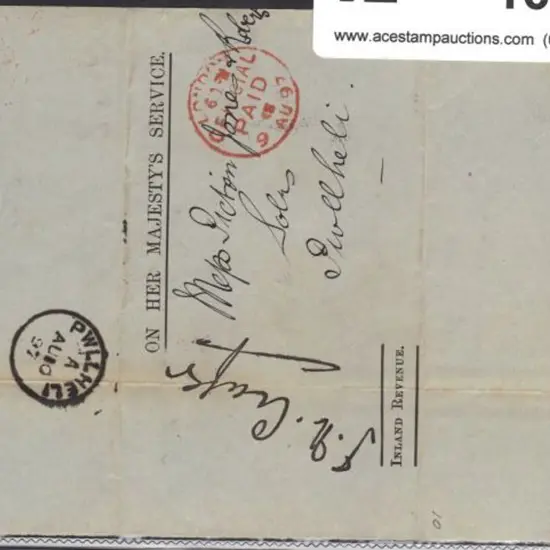1897 (9th Aug) OHMS stampless piece to Pwllheli ...